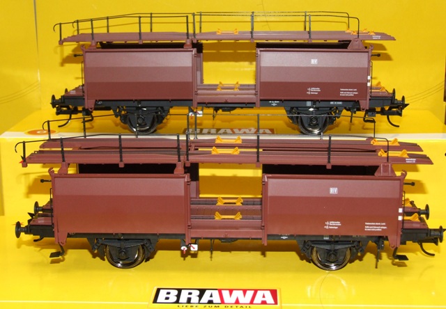 BRAWA Spur 0 37052 Autotransportwagen Laae 540 Doppeleinheit DB EP IV