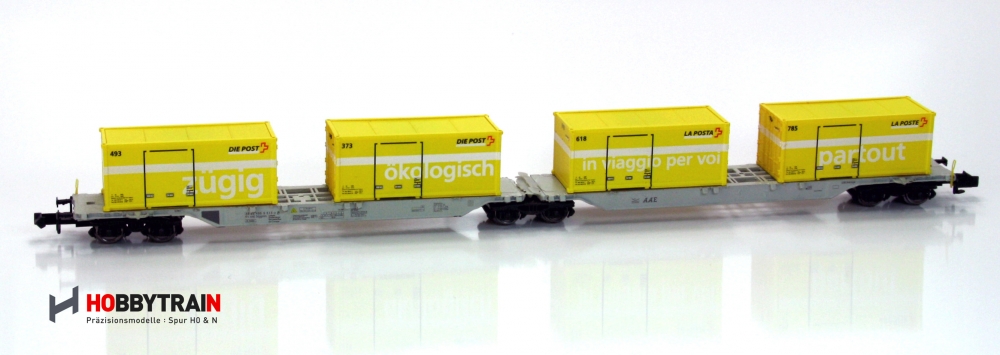 Hobbytrain 23713 Spur N Containertragwagen AAE Post SBB