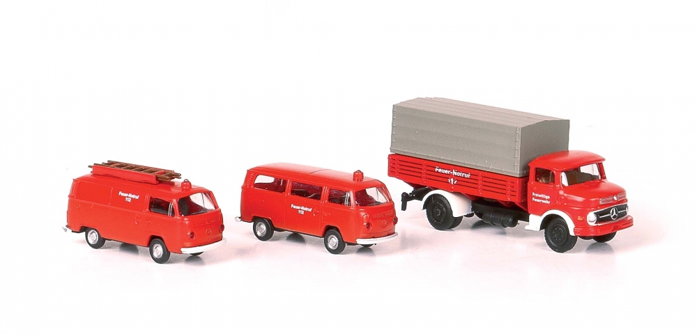Lemke Spur N LC 5013 Minis Set 3 tlg Feuerwehr MB L322 und VW T2