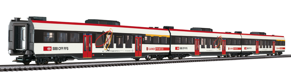 VO Liliput 133961 H0 Mittelwagen-Set 3tlg. f. DOMINO, Glarner Sprinter, Ep.V