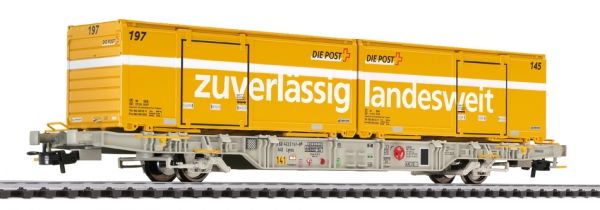 Liliput 240040 H0 Containertragwagen Set VI, Schweizer Post, Ep.V DC