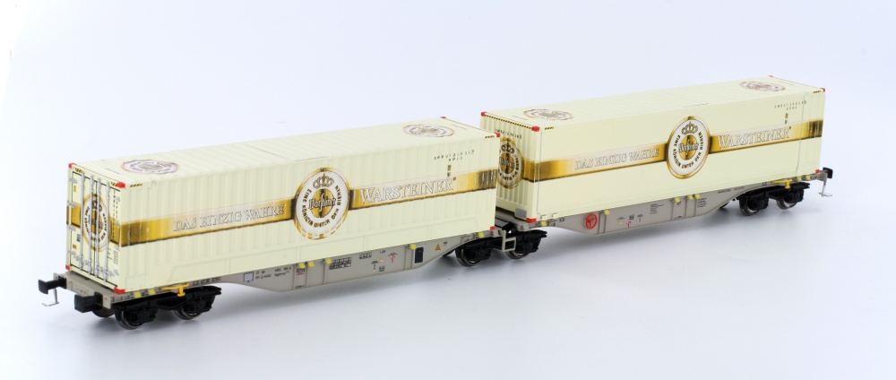 Mehano 58653 H0 Containertragwagen SGGMRSS 90' AAE WLE mit 2x 43' Warsteiner