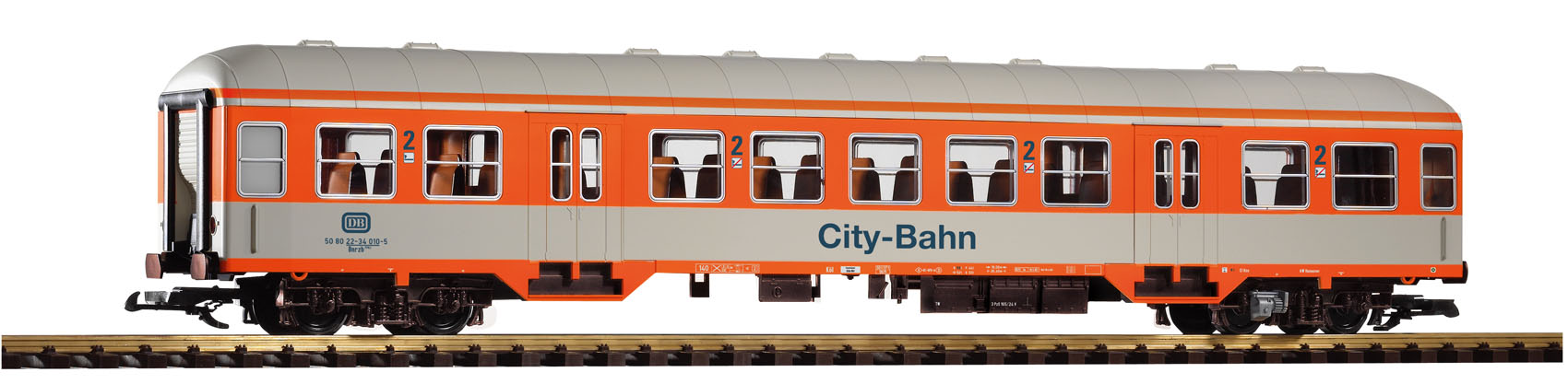VO PIKO 37622 Spur G-Nahverkehrswg. Bnb 2. Klasse "City-Bahn" orange/kieselgrau