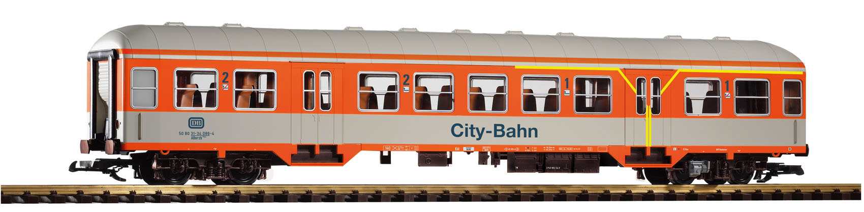 VO PIKO 37623 Spur G-Nahverkehrswg. ABnb 1./2. Klasse "City-Bahn" orange/kieselgrau