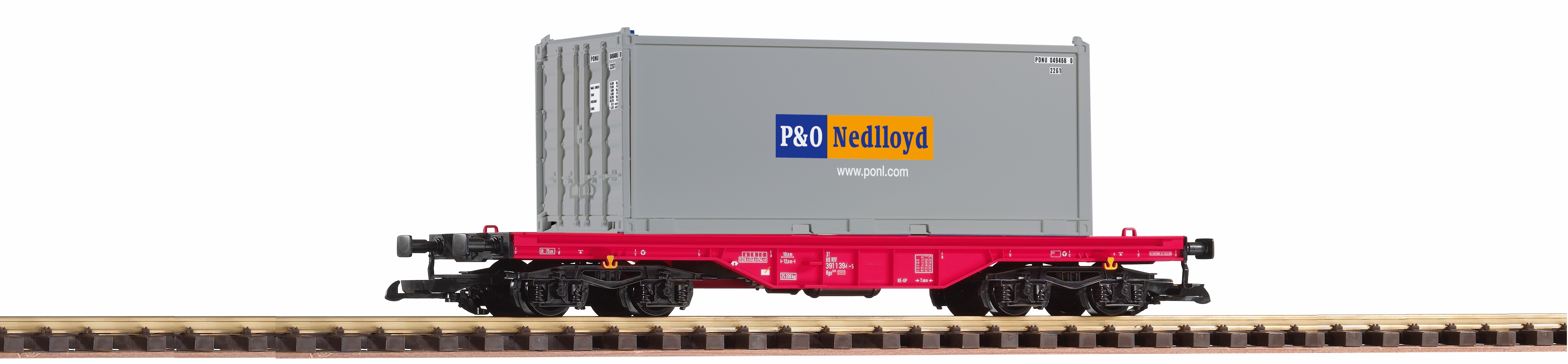 VO PIKO 37727 Spur  G-Flachwagen mit Container    P&O/Nedlloyd NS VI