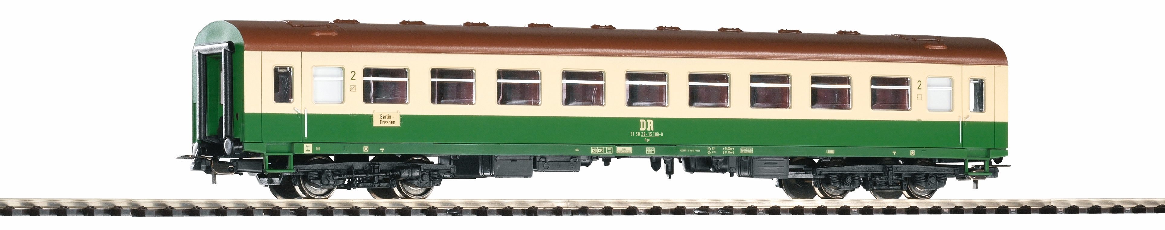 VO PIKO 53442 Spur H0 Mod.Wg. Bge 2.Kl. grün/beige    DR IV 