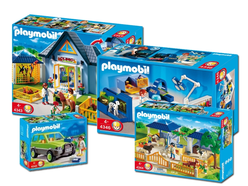 PLAYMOBIL ® Großes Tierpflegeset mit 4343 Tierklinik 4344 Tierpflege 4345+4346
