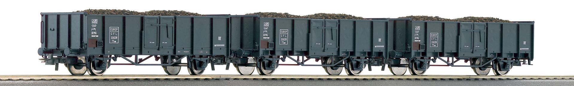 66136 Roco H0 Set off. Güterw. 3-tlg. der CFL EP III DC