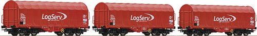 ROCO 67009 Set Schiebeplanenwagen  3-tlg. LogServ On Rail EP VI DC