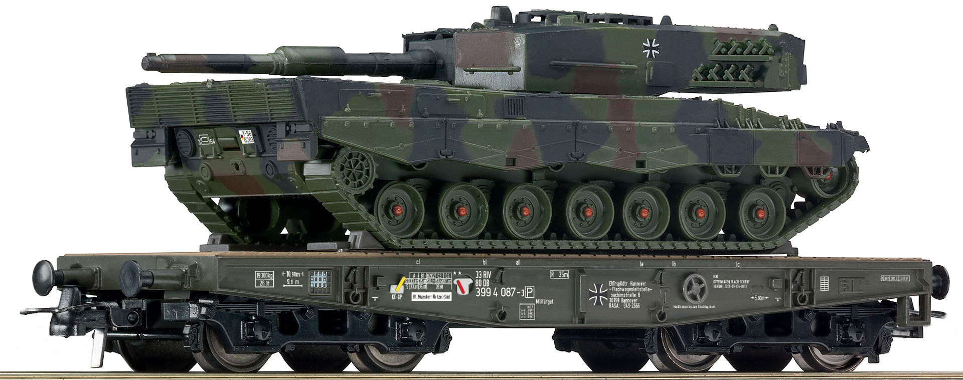 Roco 67468 H0 Schwerlastw. BW + Leo 2A4 DB EP 4-5 DC