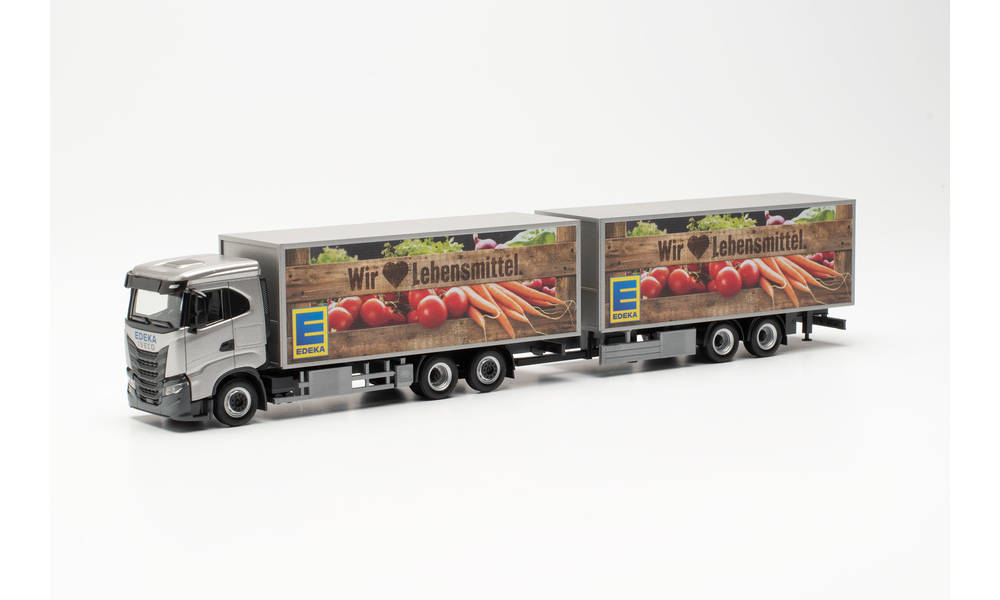 Camion Miniature HERPA 1/87 - Iveco S-Way Avec Semi-remorque Silo 3 Essieux MARTE - Bleu