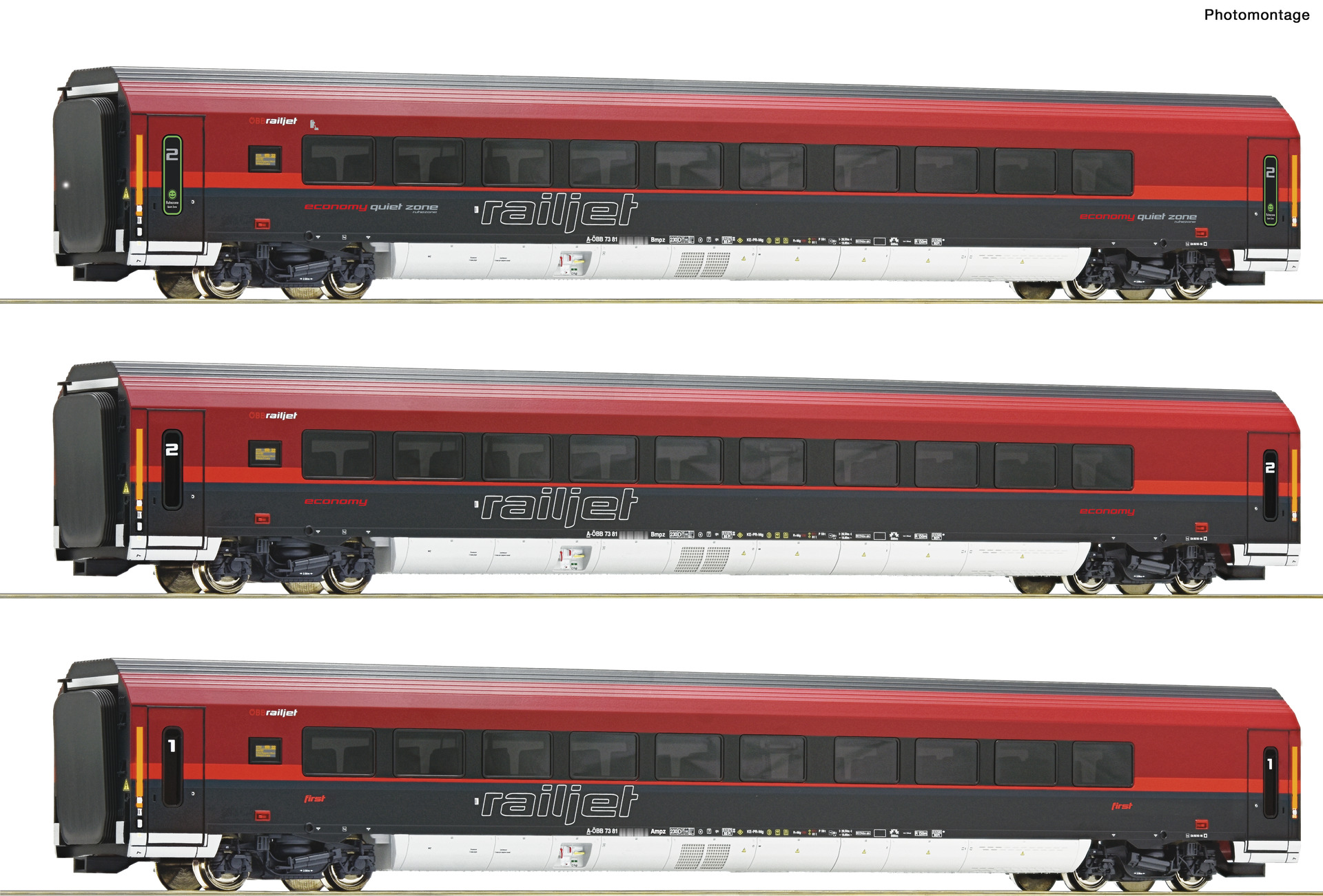Roco 74088 H0 3-tlg Set Railjet ÖBB EP VI AC